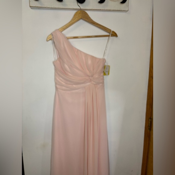 NWT After Six Blush Pink One Shoulder Pleated Maxi Formal Gown - Picture 9 of 10